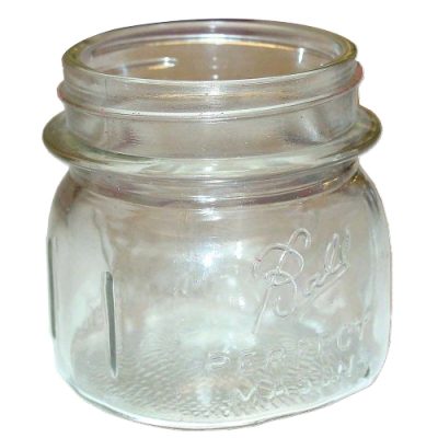 ‘BALL’ GLASS DUST JAR: 2-1/2″ DIA