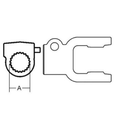 Splined PTO Yoke, 1 3/8in - 21 Spline