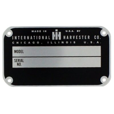 IH Serial Number Tag with Rivets