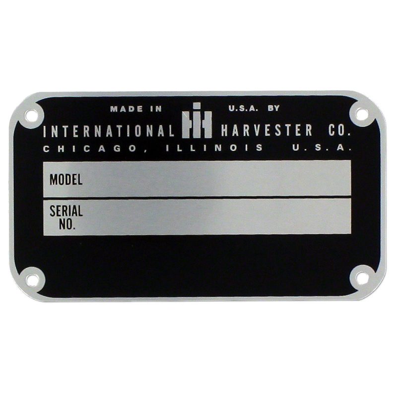 IH Serial Number Tag with Rivets