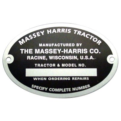 Massey Harris Serial Number Tag With Rivets