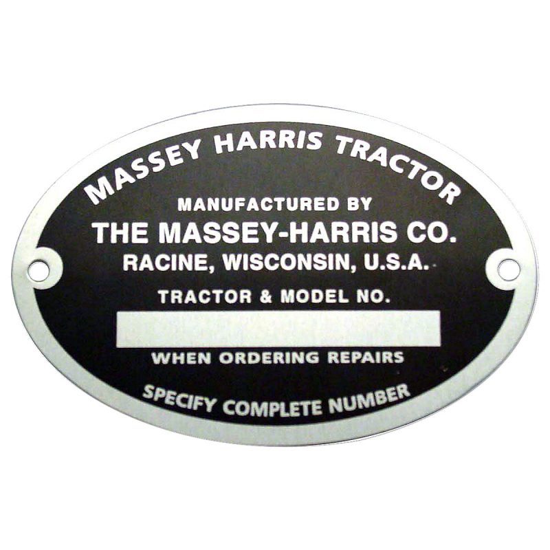 Massey Harris Serial Number Tag With Rivets